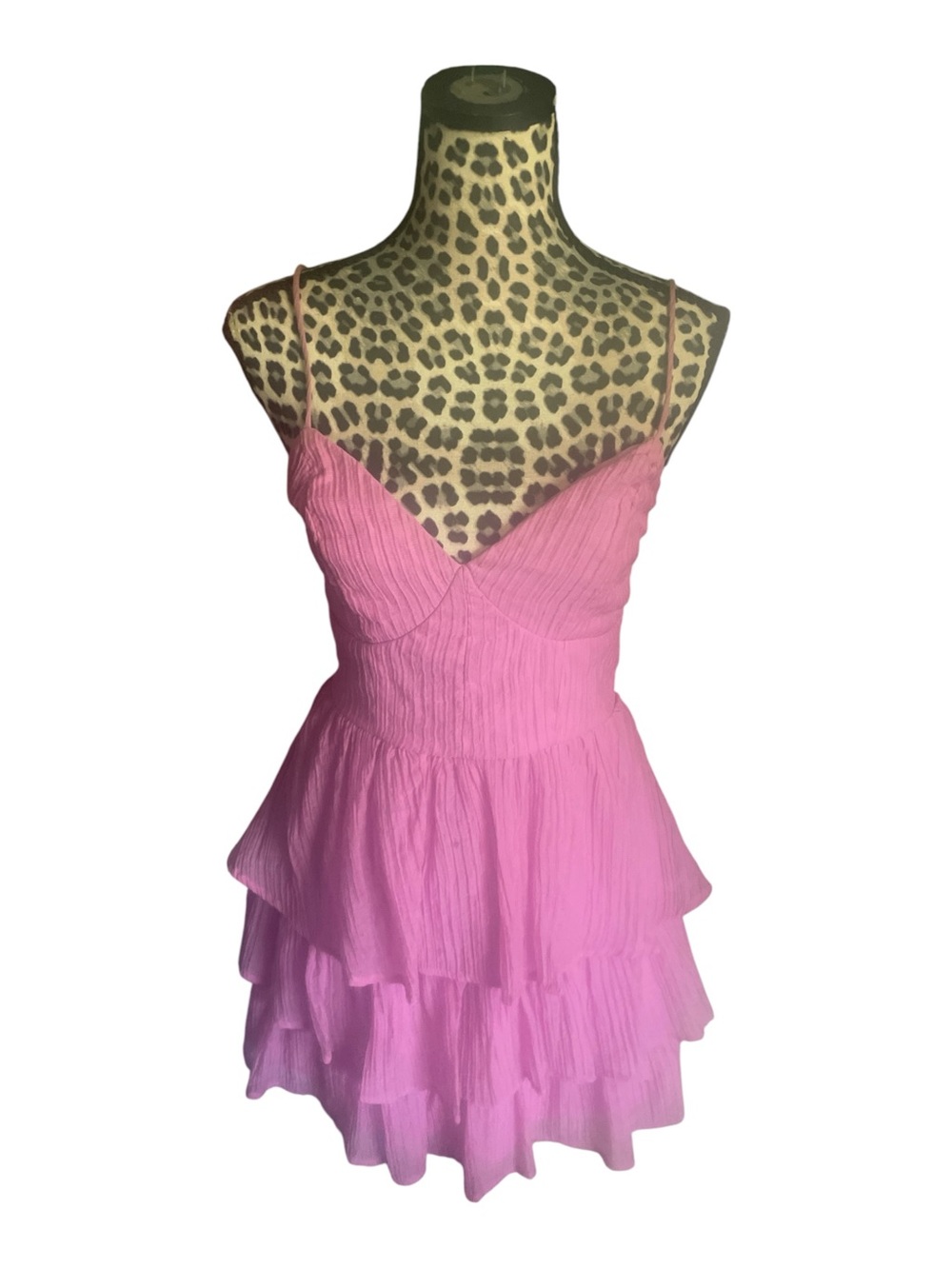 Crystal Doll Pink Tiered Ruffle Mini Dress